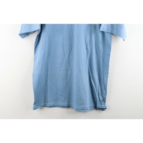 Vintage 90s Robert August Surfing Spell Out Autographed T-Shirt Blue - Picture 3 of 11